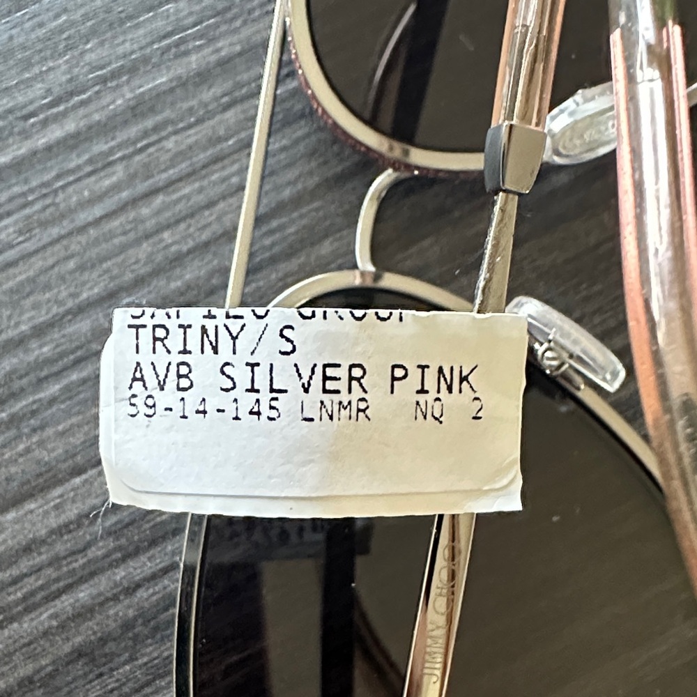 Jimmy Choo Triny /S Aviator with a silver frame and pink glitter details. - Picture 9 of 11
